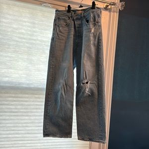 Levi Strauss button fly ribcage straight ankle light wash size 30